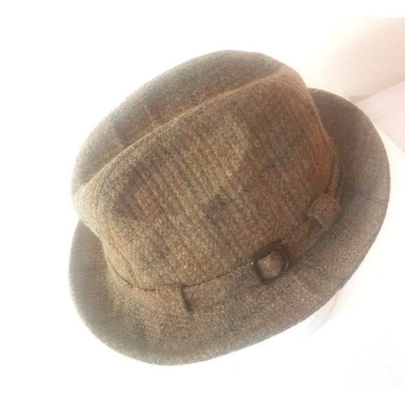 Vintage RICHMAN Large Tweed WoolLike Hat Brown Plaid United Hatters USA - Picture 12 of 12